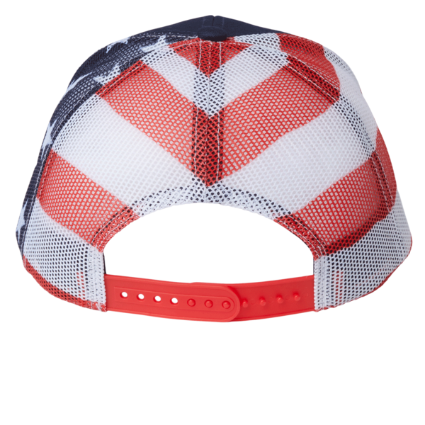 Kati Printed Mesh Trucker Cap, Navy / Usa Flag / Usa Flag, Back view