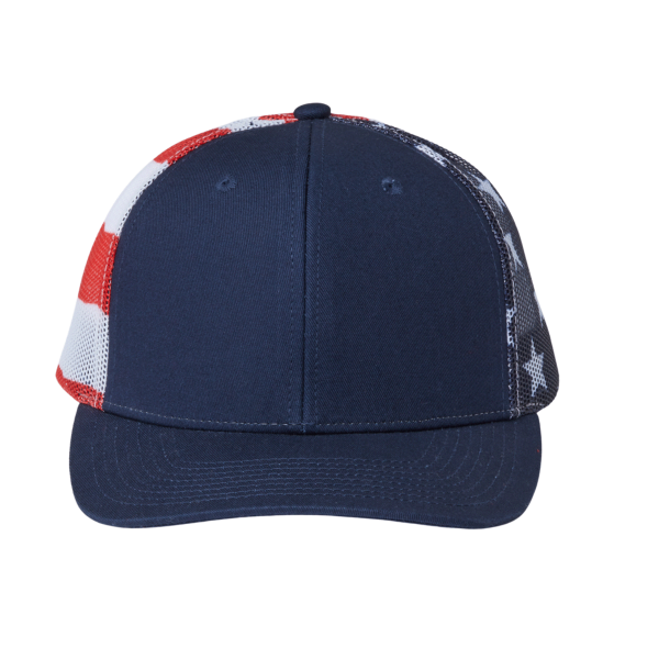 Kati Printed Mesh Trucker Cap, Navy / Usa Flag / Usa Flag, Front view