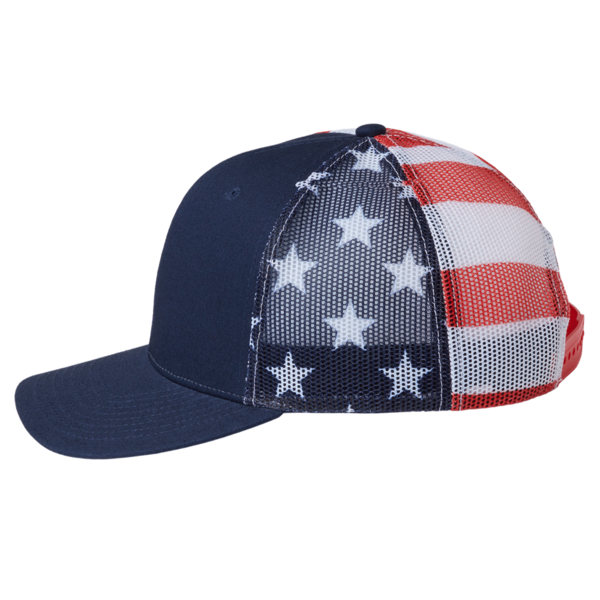 Kati Printed Mesh Trucker Cap, Navy / Usa Flag / Usa Flag, Left Side view