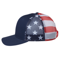 Kati Printed Mesh Trucker Cap, Navy / Usa Flag / Usa Flag, Left Side view