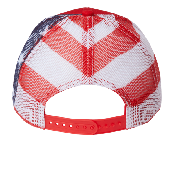 Kati Printed Mesh Trucker Cap, Red / Usa Flag / Usa Flag, Back view