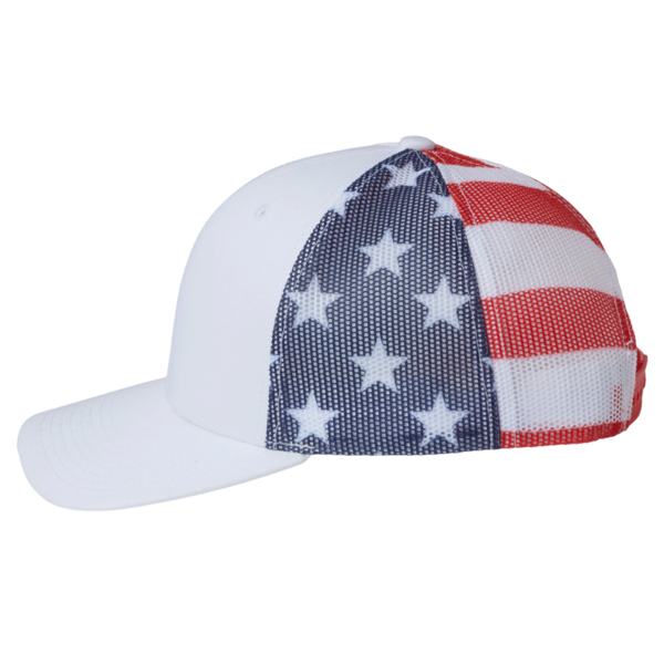 Kati Printed Mesh Trucker Cap, White / Usa Flag / Usa Flag, Left Side view