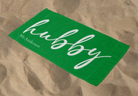 Personalized Hubby Beach Towel, Kelly Standart Beach Towel, Kelly Premium Beach Towel