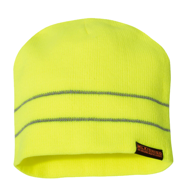 Kishigo High Viz Reflective Beanie, Lime, Front view
