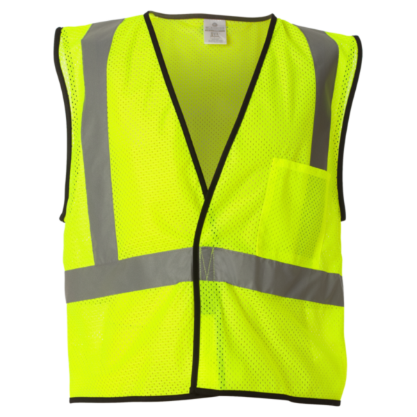 Kishigo Unisex Economy Single Pocket Hook-and-Loop Mesh Vest, Lime, Front view