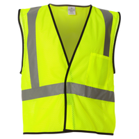 Kishigo Unisex Economy Single Pocket Hook-and-Loop Mesh Vest, Lime, Front view