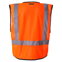 Kishigo Unisex Economy Single Pocket Hook-and-Loop Mesh Vest, Orange, Back view