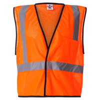 Kishigo Unisex Economy Single Pocket Hook-and-Loop Mesh Vest, Orange, Front view