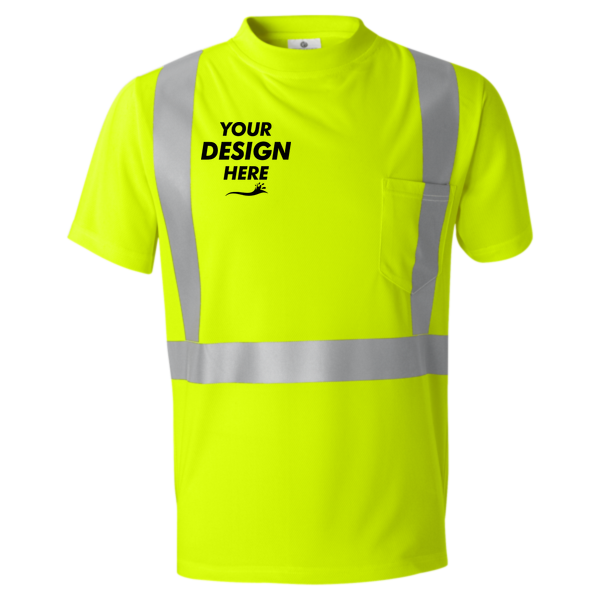 Kishigo Unisex High-Performance Microfiber T-Shirt, Lime, Front view, Mockup