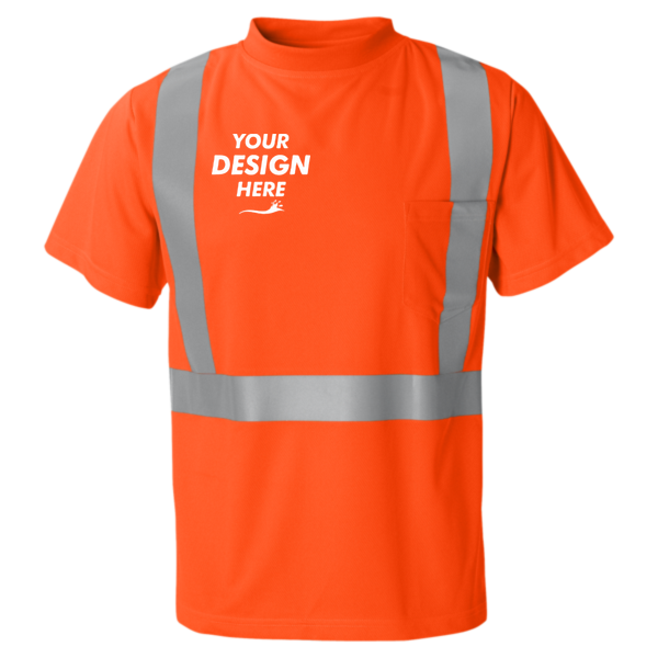 Kishigo Unisex High-Performance Microfiber T-Shirt, Orange, Front view, Mockup