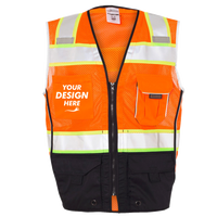 Kishigo Unisex Premium Black Series® Black Bottom Class 2 Vest, Orange, Front view, Mockup