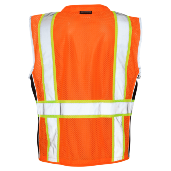 Kishigo Unisex Premium Black Series® Heavy-Duty Vest, Orange, Back view