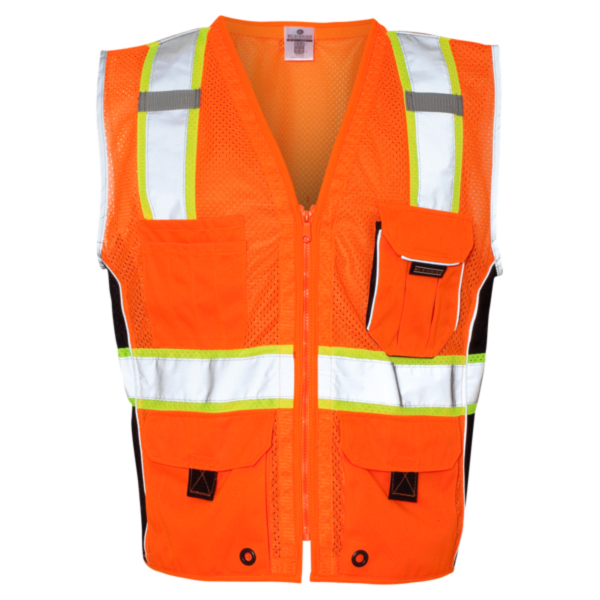 Kishigo Unisex Premium Black Series® Heavy-Duty Vest, Orange, Front view