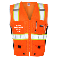Kishigo Unisex Premium Black Series® Heavy-Duty Vest, Orange, Front view, Mockup