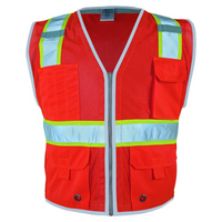 Kishigo Unisex Premium Brilliant Series® Heavy-Duty Class 2 Vest, Fluorescent Red (1710), Front view