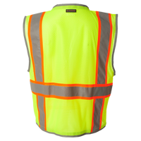 Kishigo Unisex Premium Brilliant Series® Heavy-Duty Class 2 Vest, Lime, Back view