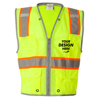 Kishigo Unisex Premium Brilliant Series® Heavy-Duty Class 2 Vest, Lime, Front view, Mockup