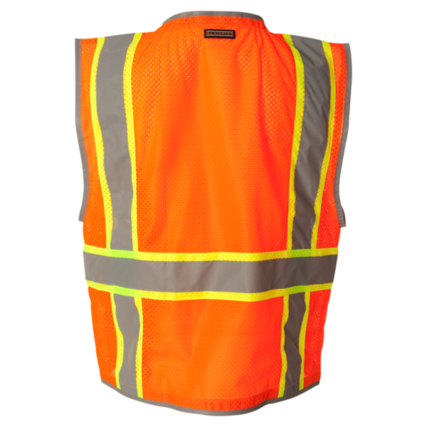 Kishigo Unisex Premium Brilliant Series® Heavy-Duty Class 2 Vest, Orange, Back view
