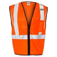 Kishigo Unisex Single Pocket Zipper Mesh Class 2 Vest, Orange, Front view