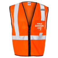 Kishigo Unisex Single Pocket Zipper Mesh Class 2 Vest, Orange, Front view, Mockup