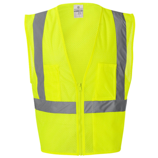 Kishigo Unisex Ultra-Cool™ Mesh Vest with Pockets, Lime, Front view
