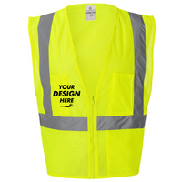 Kishigo Unisex Ultra-Cool™ Mesh Vest with Pockets, Orange, Front view, Mockup