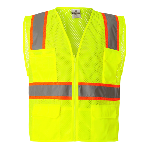Kishigo Unisex Ultra-Cool™ Multi-Pocket Vest, Lime, Front view