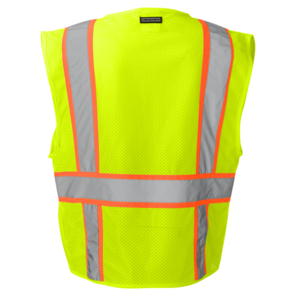 Kishigo Unisex Ultra-Cool™ Solid Front Vest with Mesh Back, Lime, Back view