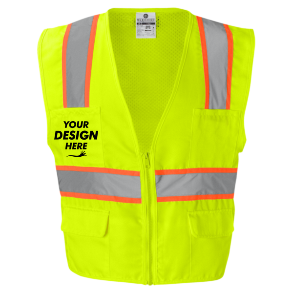 Kishigo Unisex Ultra-Cool™ Solid Front Vest with Mesh Back, Lime, Front view, Mockup