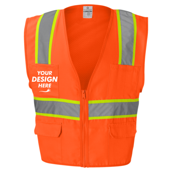 Kishigo Unisex Ultra-Cool™ Solid Front Vest with Mesh Back, Orange, Front view, Mockup