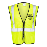 Kishigo Unisex Zippered Mesh Economy Class 2 Vest, Lime, Front view, Mockup