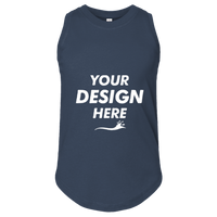 LAT Girls' Relaxed Fine Jersey Tank, Denim, Front view, Mockup