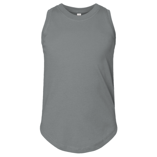 LAT Girls' Relaxed Fine Jersey Tank, Granite Heather, Front view