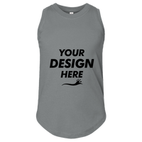 LAT Girls' Relaxed Fine Jersey Tank, Granite Heather, Front view, Mockup