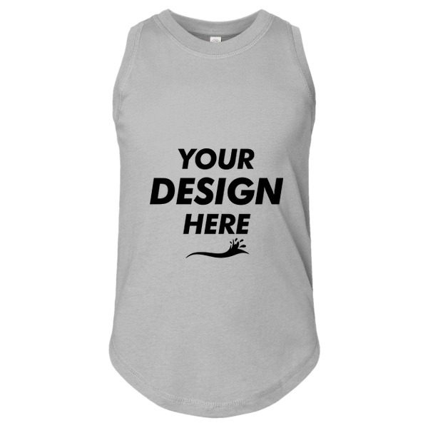 LAT Girls' Relaxed Fine Jersey Tank, Heather, Front view, Mockup