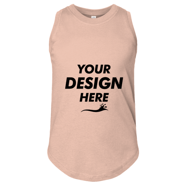LAT Girls' Relaxed Fine Jersey Tank, Peachy, Front view, Mockup