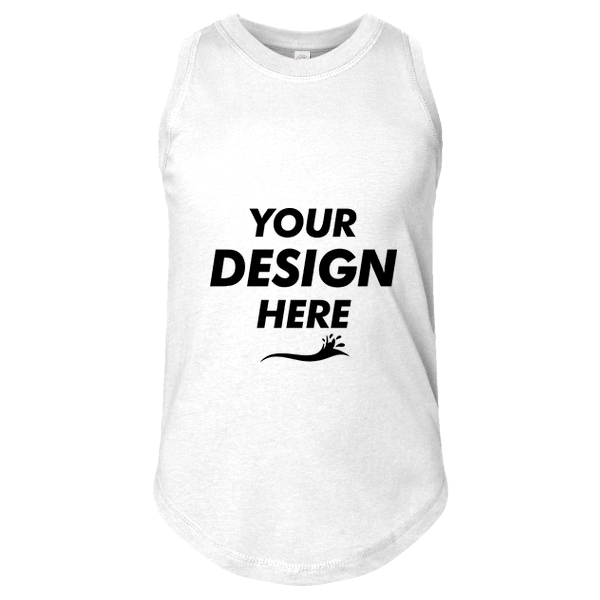 LAT Girls' Relaxed Fine Jersey Tank, White, Front view, Mockup