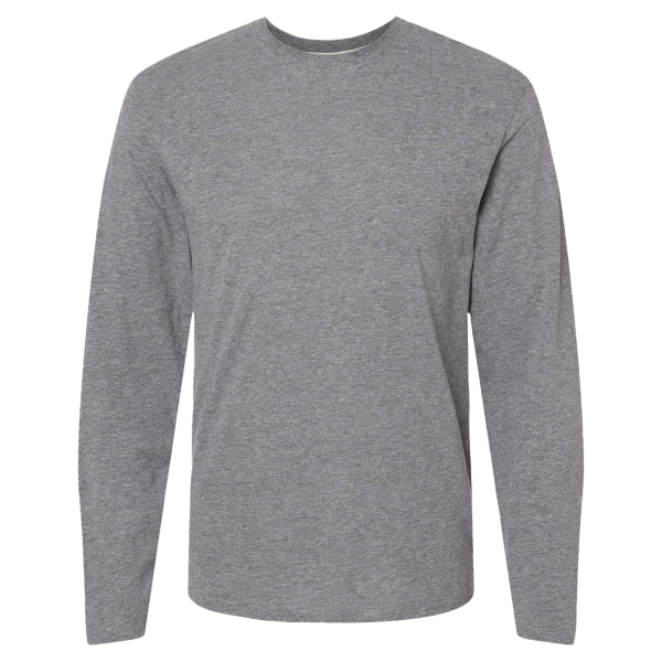 LAT Men's Fine Jersey Long Sleeve Tee, Granite Heather / Granite Heather, Front view