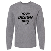 LAT Men's Fine Jersey Long Sleeve Tee, Granite Heather / Granite Heather, Front view, Mockup