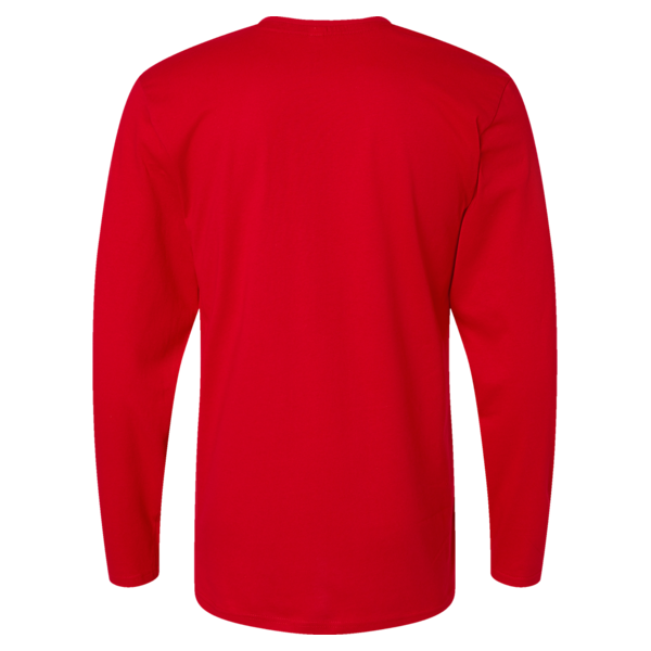 LAT Men's Fine Jersey Long Sleeve Tee, Red / Red, Back view