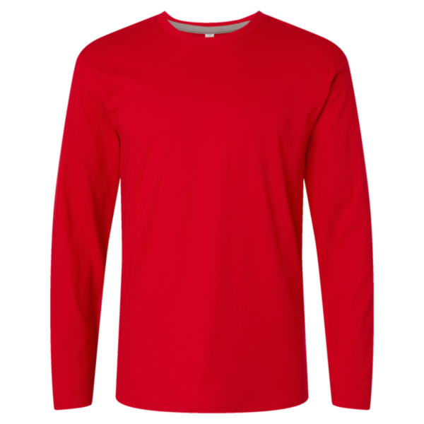 LAT Men's Fine Jersey Long Sleeve Tee, Red / Red, Front view