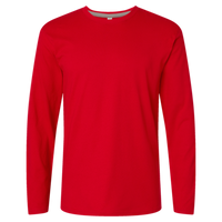 LAT Men's Fine Jersey Long Sleeve Tee, Red / Red, Front view