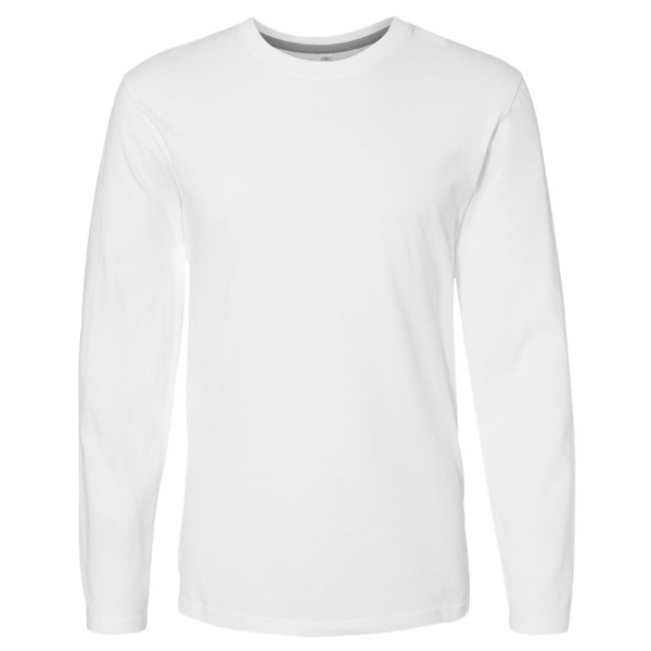 LAT Men's Fine Jersey Long Sleeve Tee, White / White, Front view