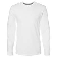 LAT Men's Fine Jersey Long Sleeve Tee, White / White, Front view