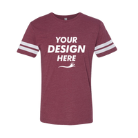 LAT Men's Football Fine Jersey Tee, Vintage Burgundy / White, Front view, Mockup