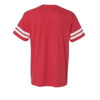 LAT Men's Football Fine Jersey Tee, Vintage Red / White, Back view