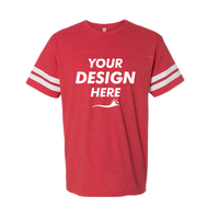 LAT Men's Football Fine Jersey Tee, Vintage Red / White, Front view, Mockup
