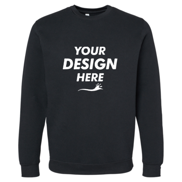 LAT Unisex Elevated Fleece Crewneck Sweatshirt, Black, Front view, Mockup
