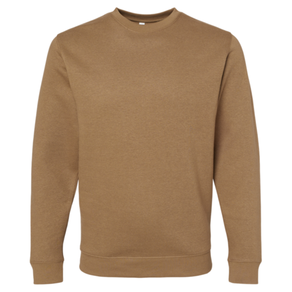 LAT Unisex Elevated Fleece Crewneck Sweatshirt, Coyote Brown, Front view