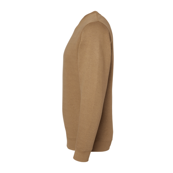 LAT Unisex Elevated Fleece Crewneck Sweatshirt, Coyote Brown, Left Sleeve view